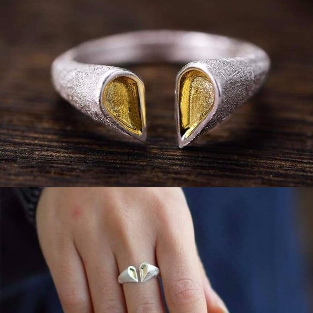 14K gold plated chain and 925 Glaucia Ring by Karma Lotus